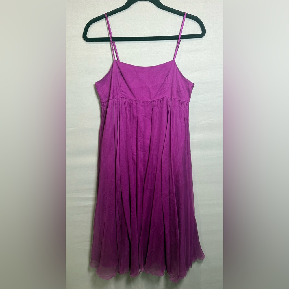 Saja 100% Silk Fuchsia Babydoll Slip Dress, Size 6